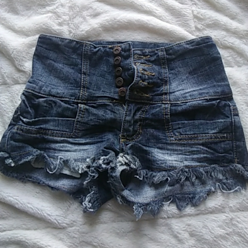 High waisted jean shorts